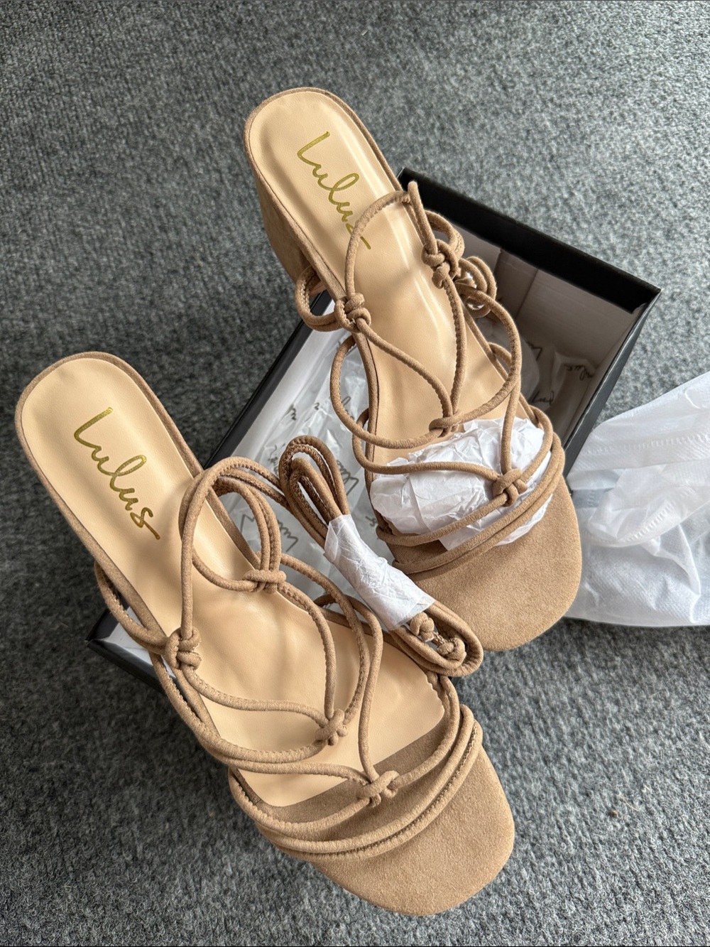 Lulu's Julane Lace-Up Heels - Color: Mushroom